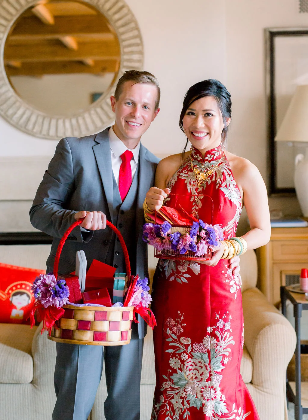aboutdetailsdetails | tea ceremony dress | bride and groom | wedding hair styles | up do | red traditional dress |