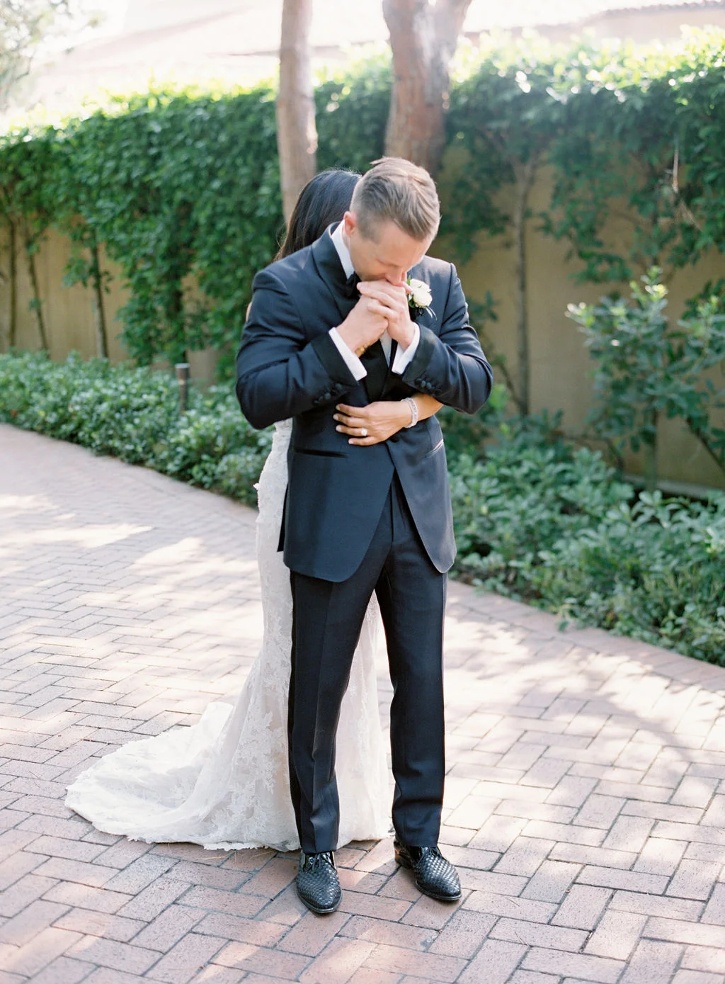 aboutdetailsdetails | bow tie | suit | groom | vows | OCweddingplanner | bride | first look | floral lace wedding dress |