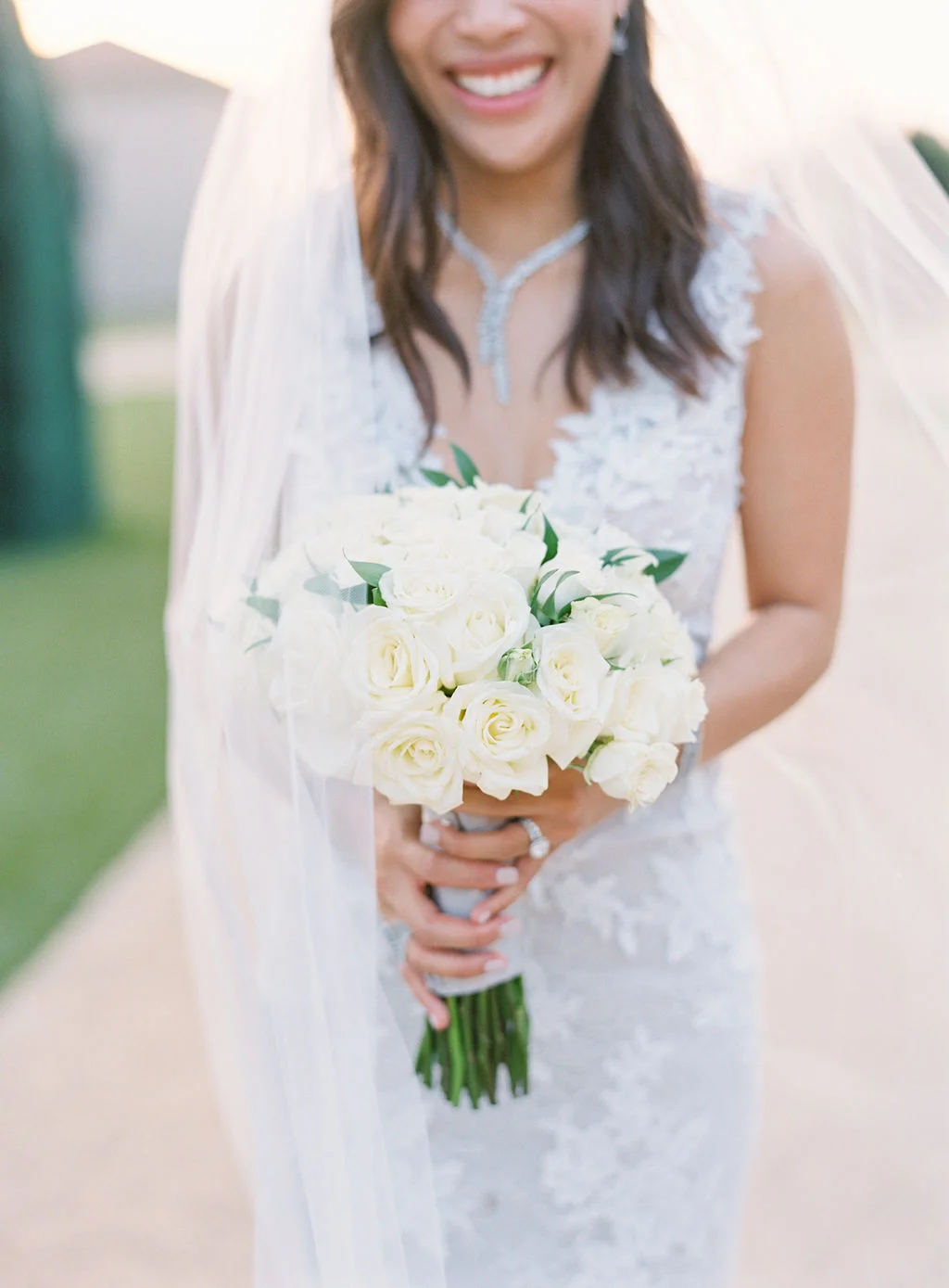 aboutdetailsdetails | lace floral detailing | brides dress | bride | fashion | style | diamonds | jewelry | white bouquets | roses |