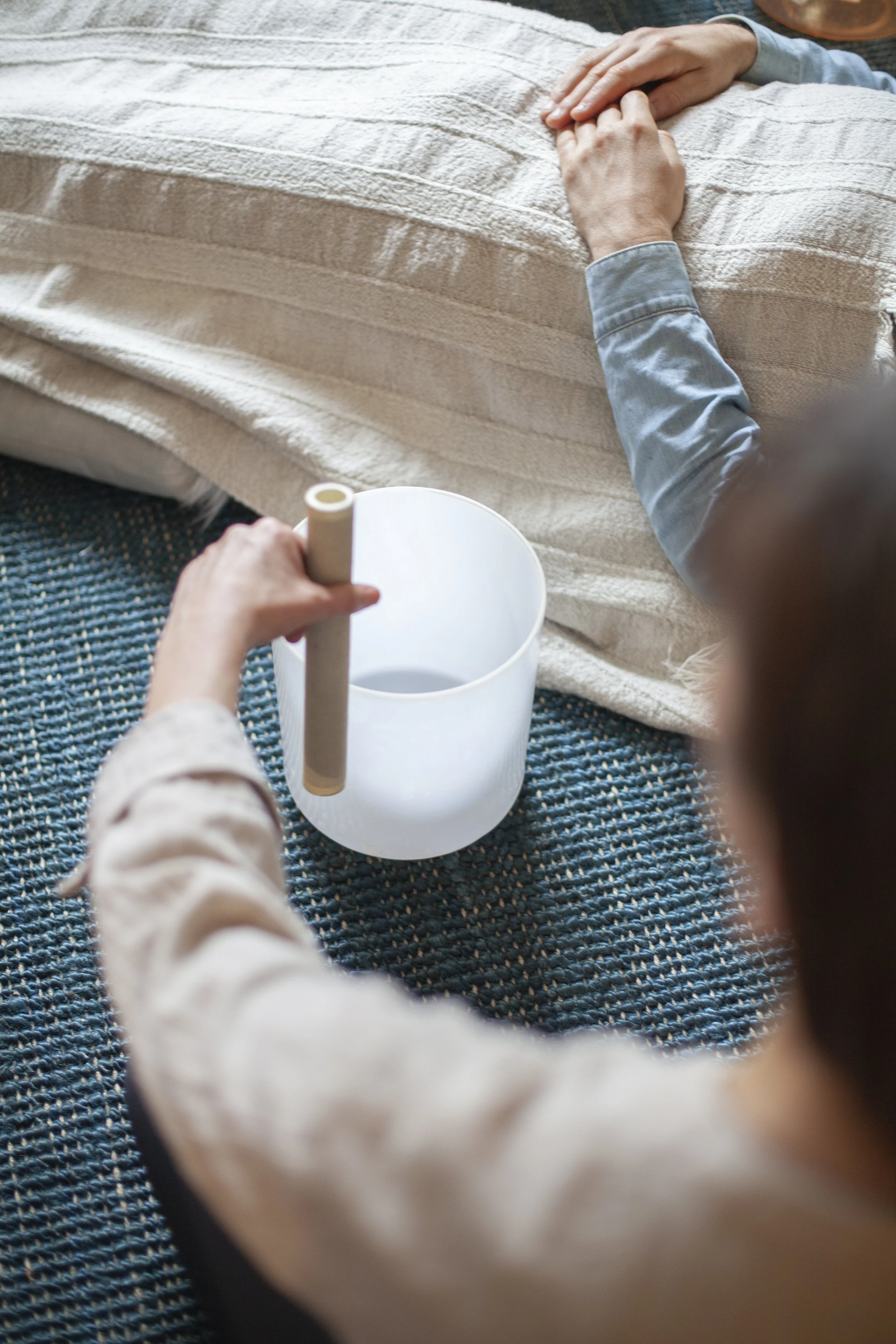 Image of a 1:1 Therapeutic Sound Healing using Alchemy Crystal Singing Bowls