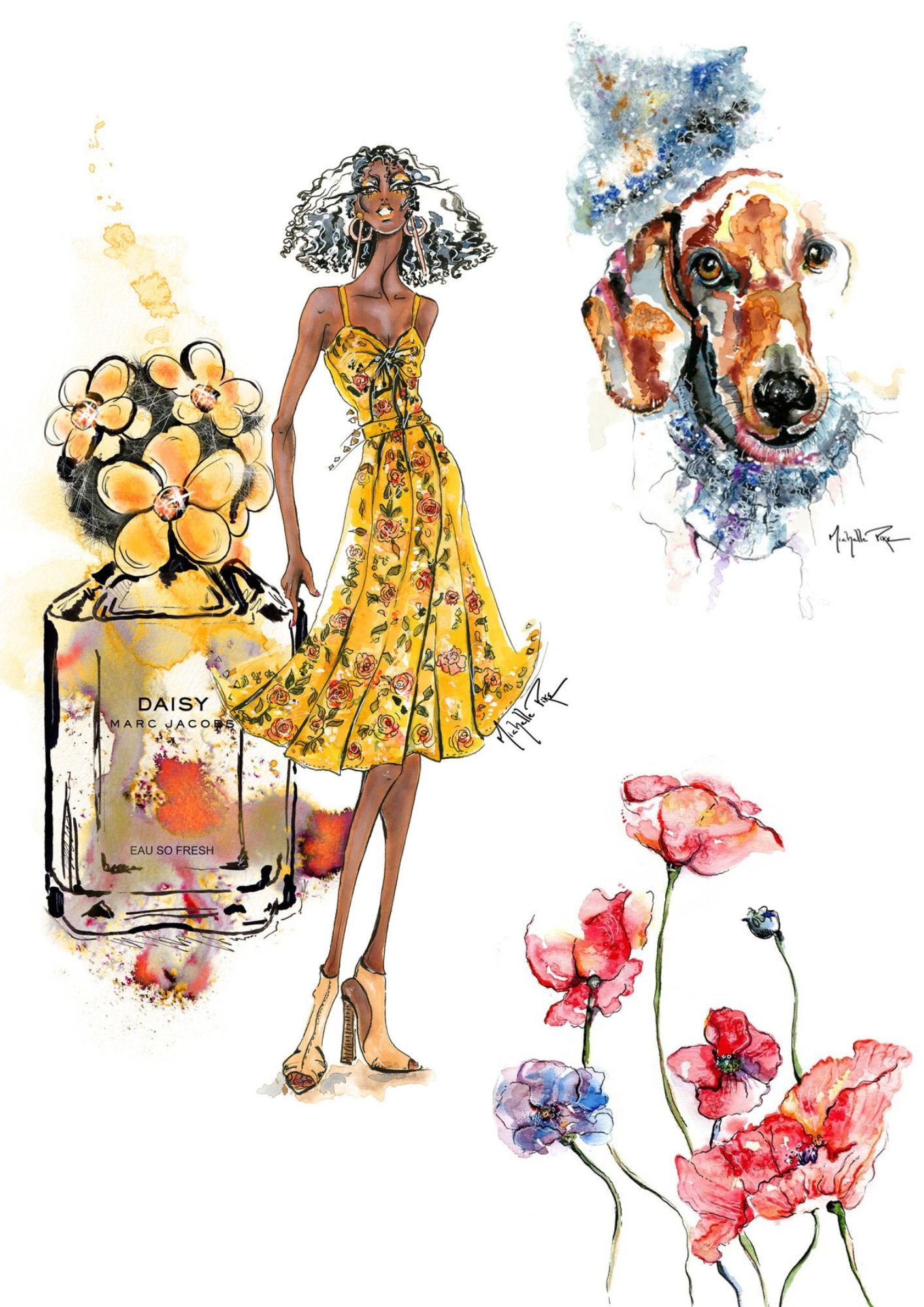 Watercolor fashion illustration hand painted  CanStock