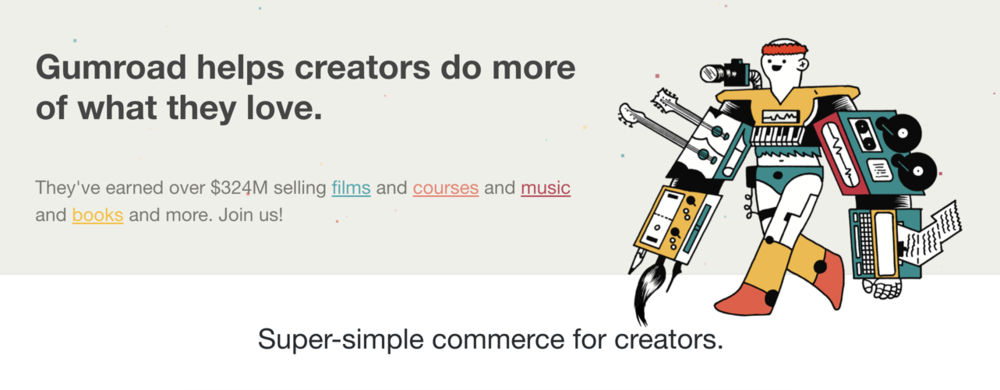 Gumroad home page screenshot