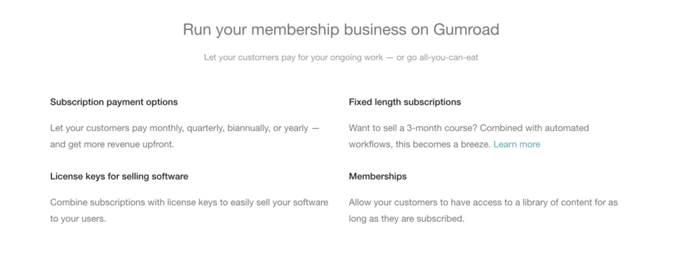 Gumroad membership screenshot