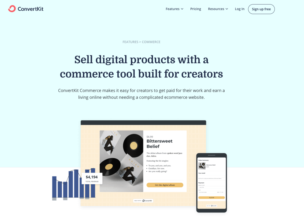 ConvertKit Commerce Home Page