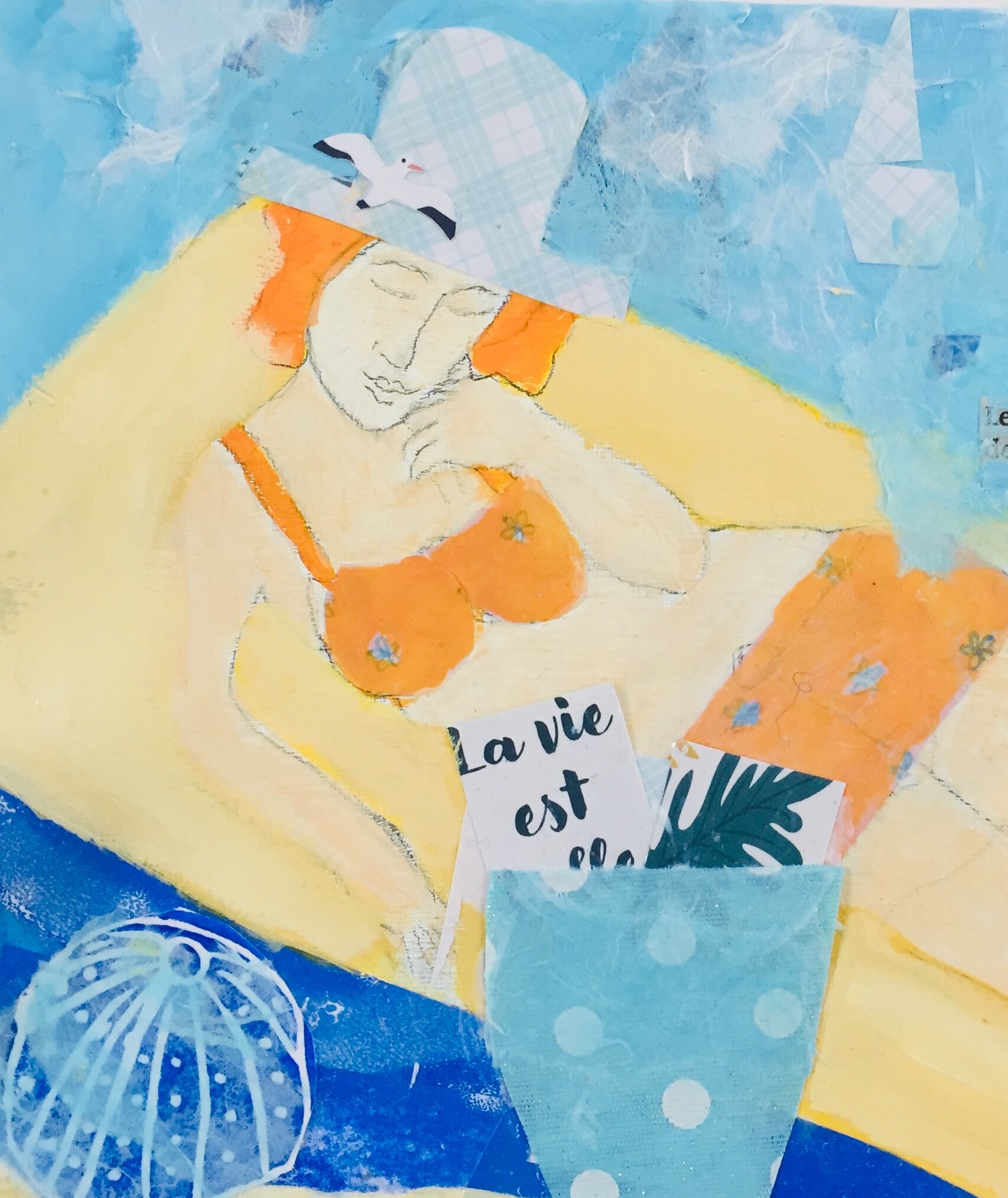 Peinture mixed media " La vie est belle" 