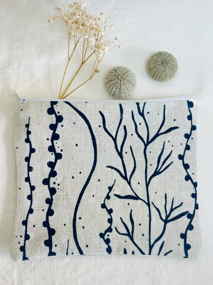 Pochette zippée en lin