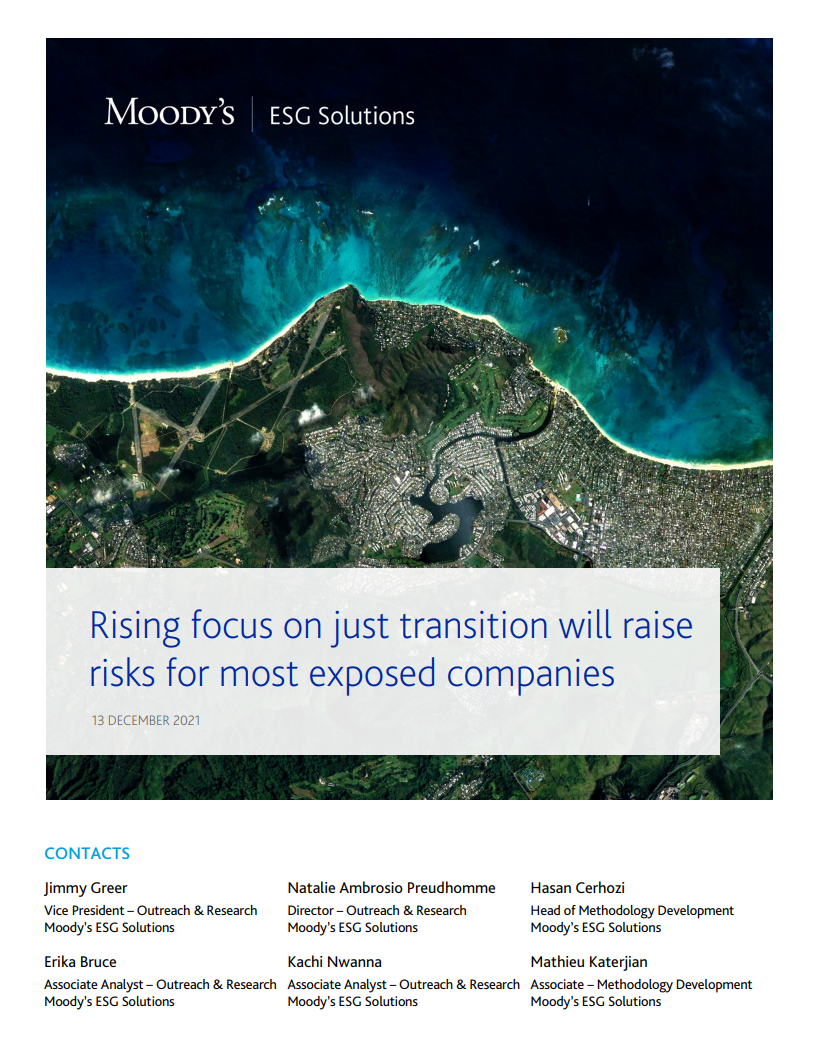 RISING FOCUS ON JUST TRANSITION WILL RAISE RISKS FOR MOST EXPOSED COMPANIES