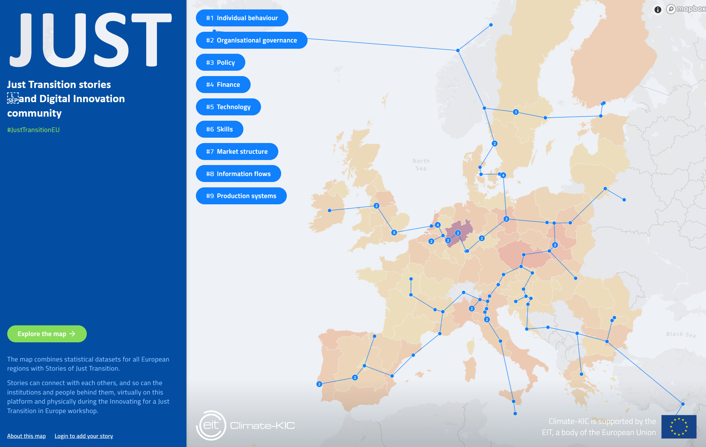 JUST TRANSITION STORIES AND DIGITAL INNOVATION COMMUNITY - INTERACTIVE MAP