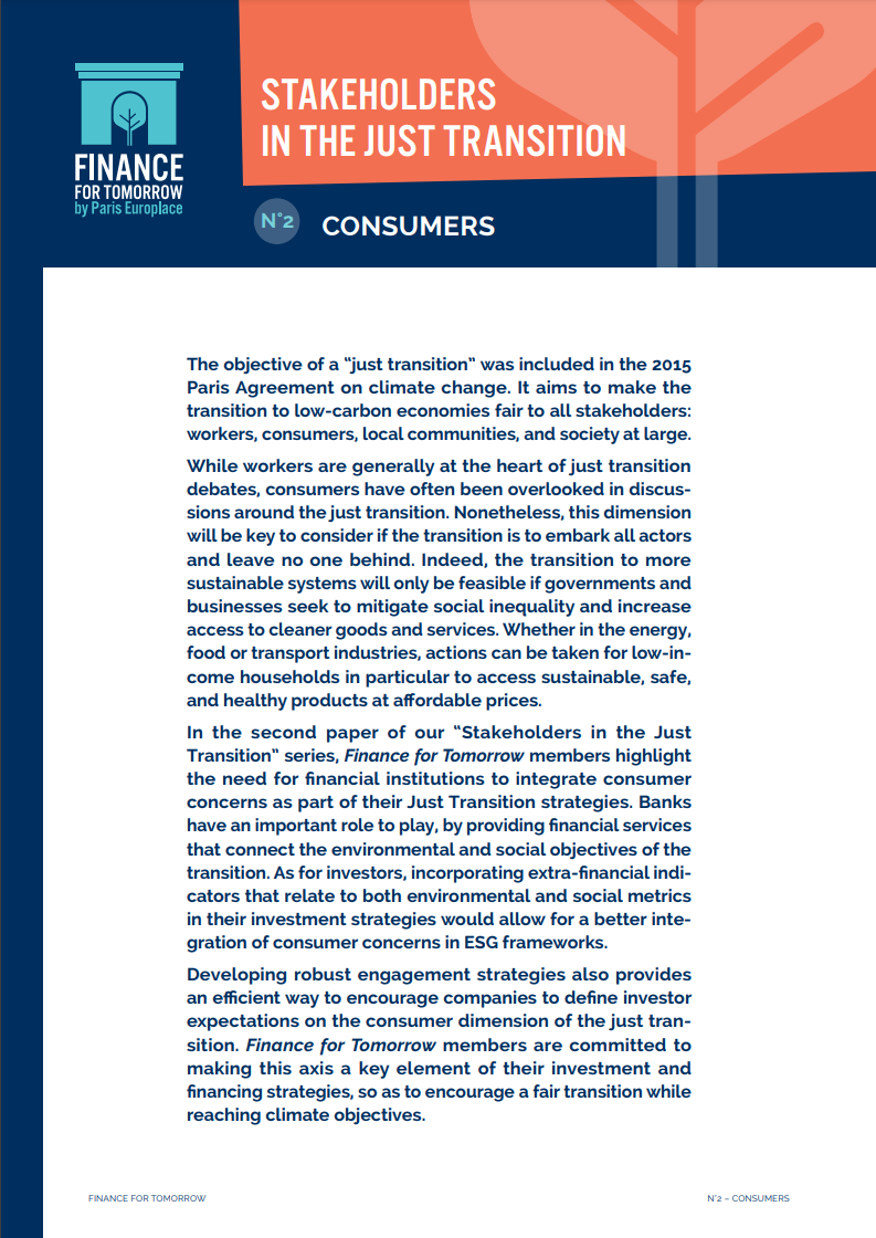 STAKEHOLDERS IN THE JUST TRANSITION - CONSUMERS