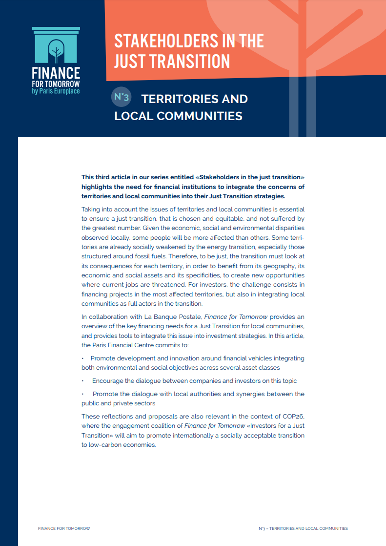 STAKEHOLDERS IN THE JUST TRANSITION - TERRITORIES AND LOCAL COMMUNITIES