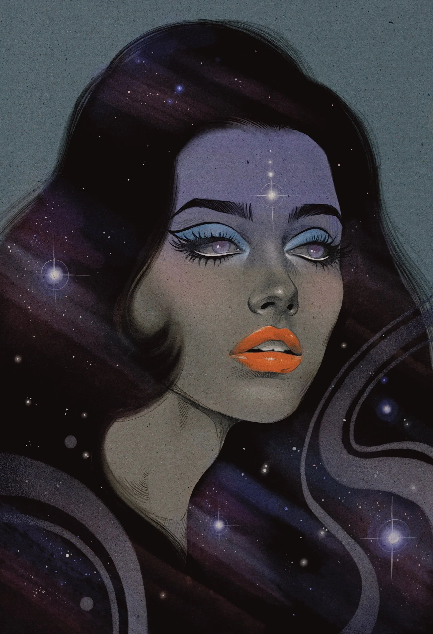 Vintage 60's sci-fi artwork retro woman