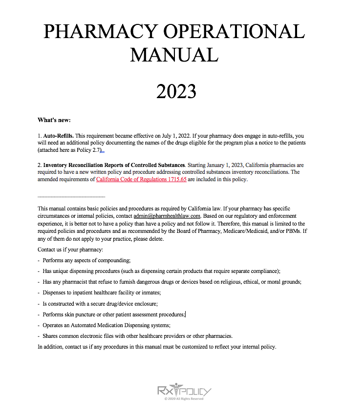 Pharmacy Operational Manual — RxPolicy