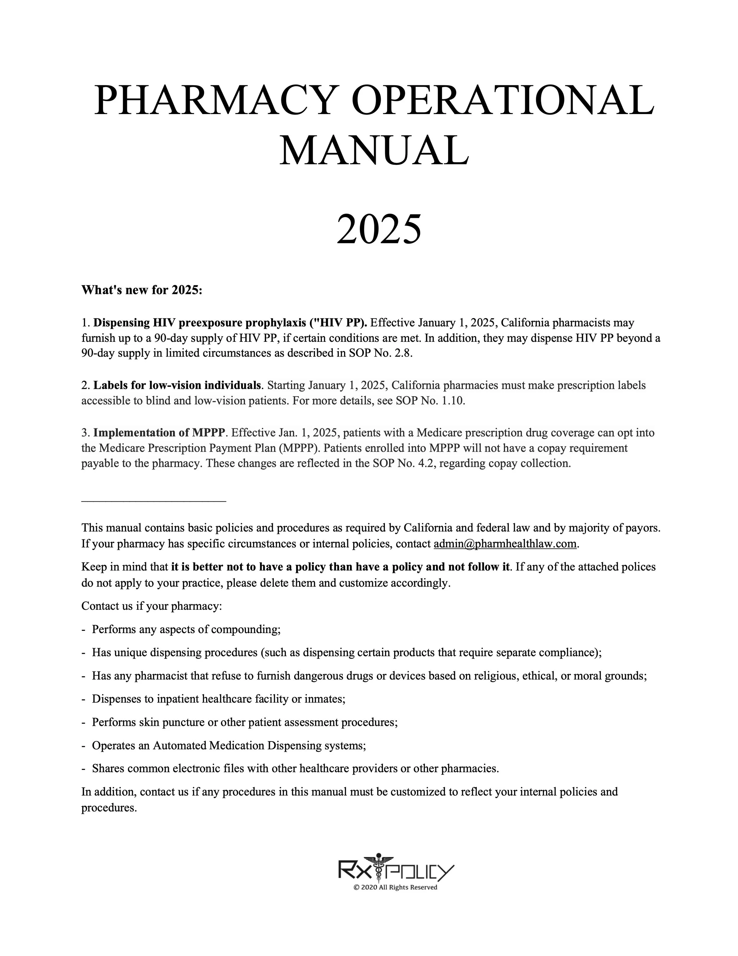 Pharmacy Operational Manual