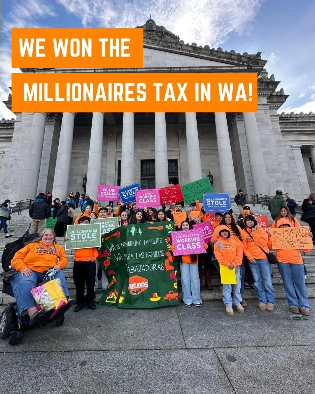 ¡Una gran victoria para las familias trabajadoras del campo! Juntos, alzamos la voz y luchamos con fuerza por el «impuesto a los millonarios», porque hará que los multimillonarios paguen más de lo que les corresponde, al tiempo que reducirá los impuestos a las familias trabajadoras y a las pequeñas empresas. Y b