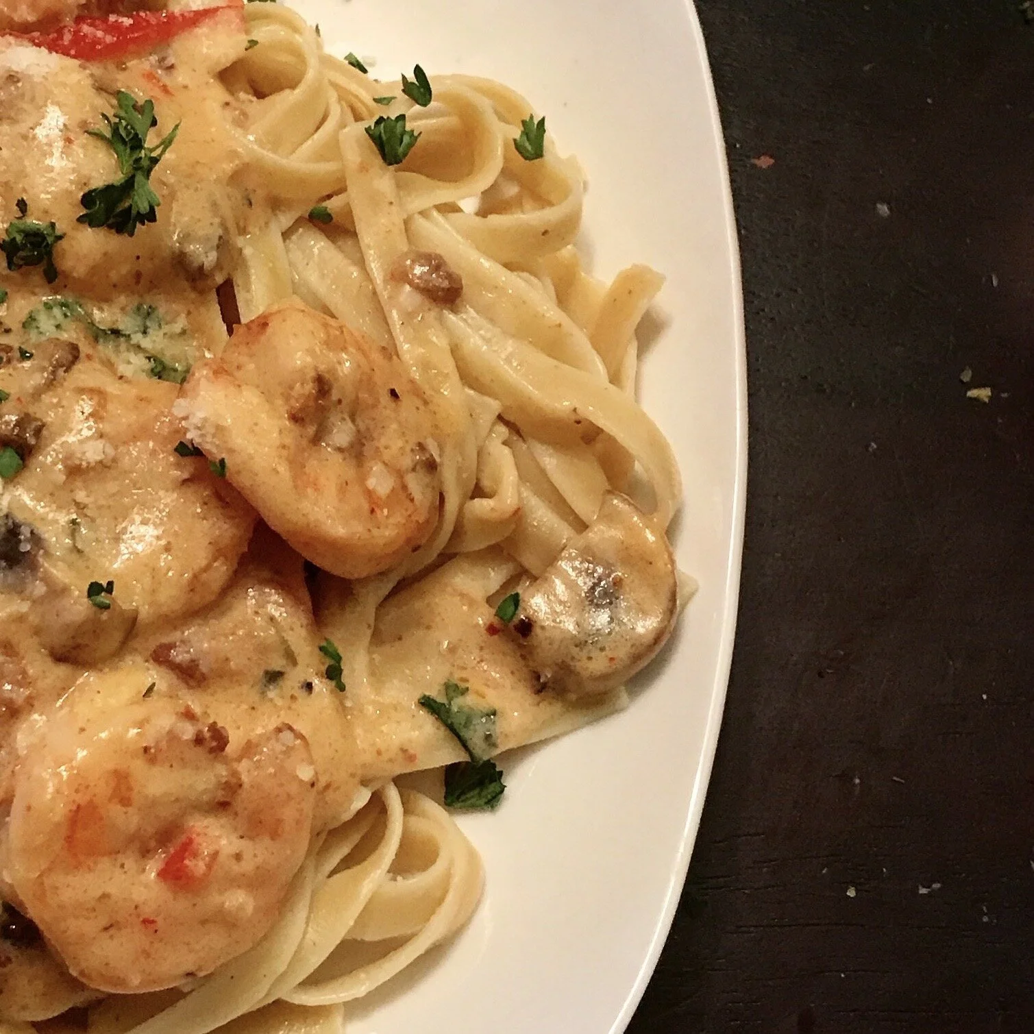 Spicy Scallops &amp; Shrimp Carbonara
