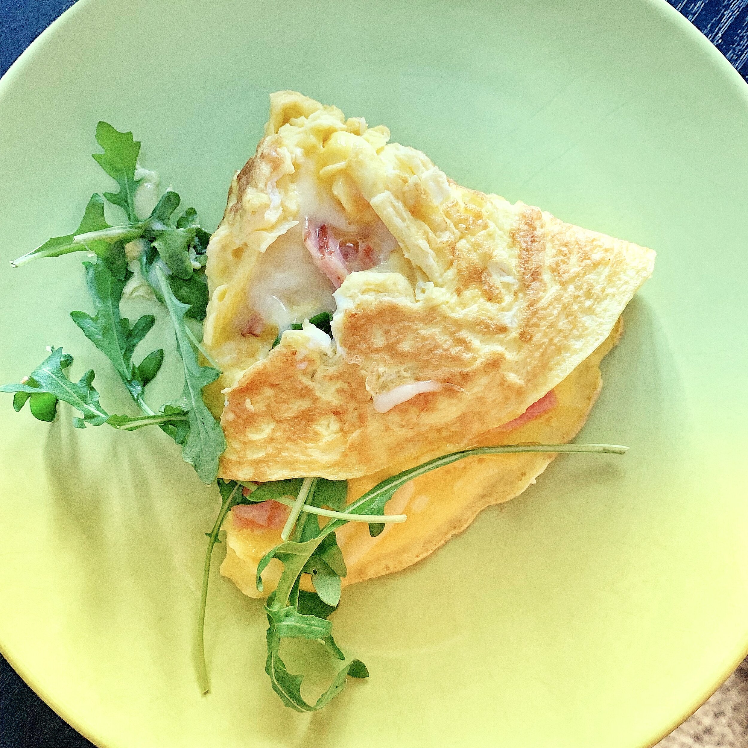 Ham, Cheese, and Arugula Omelette