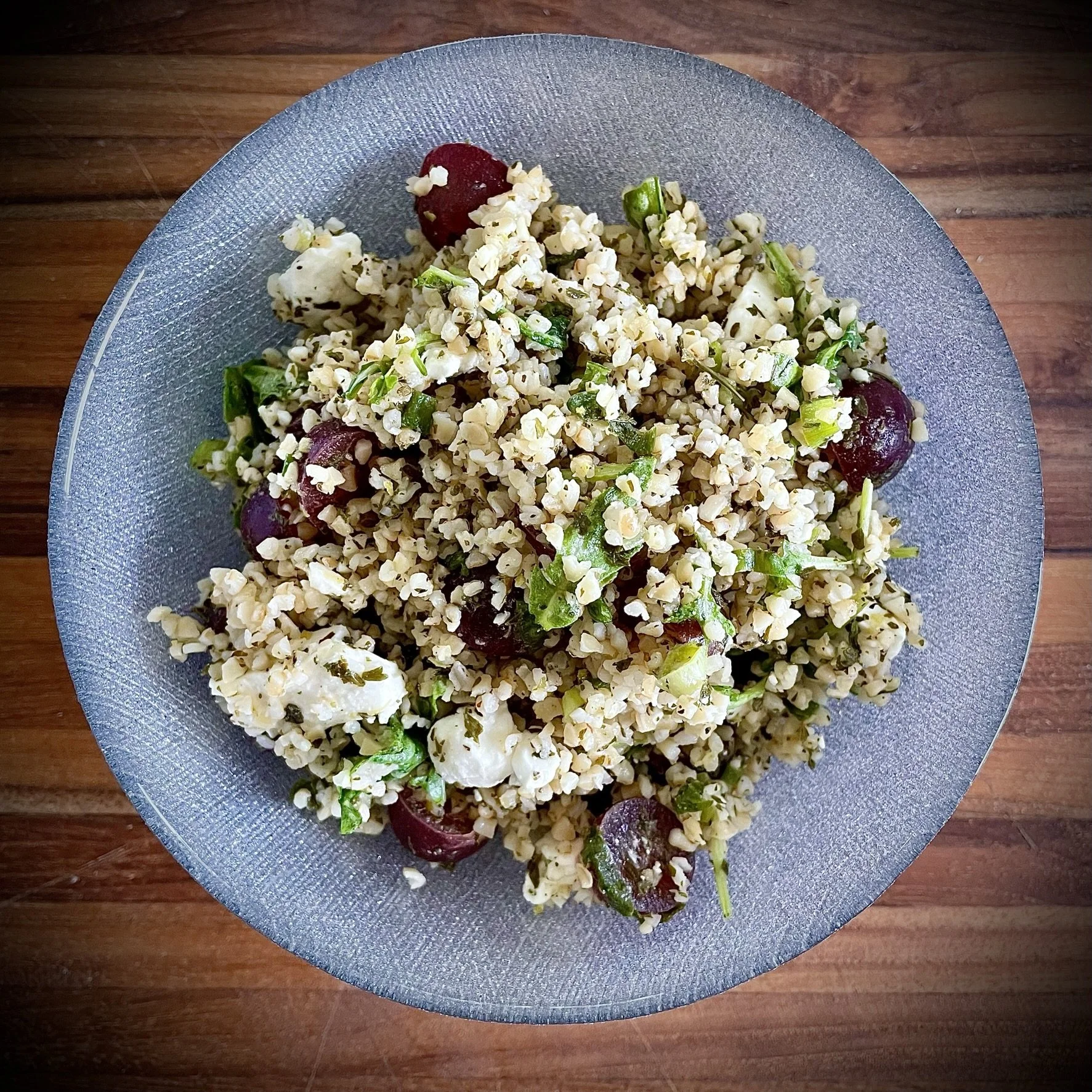 Bulgur Salad with Grapes, Feta, and Arugula