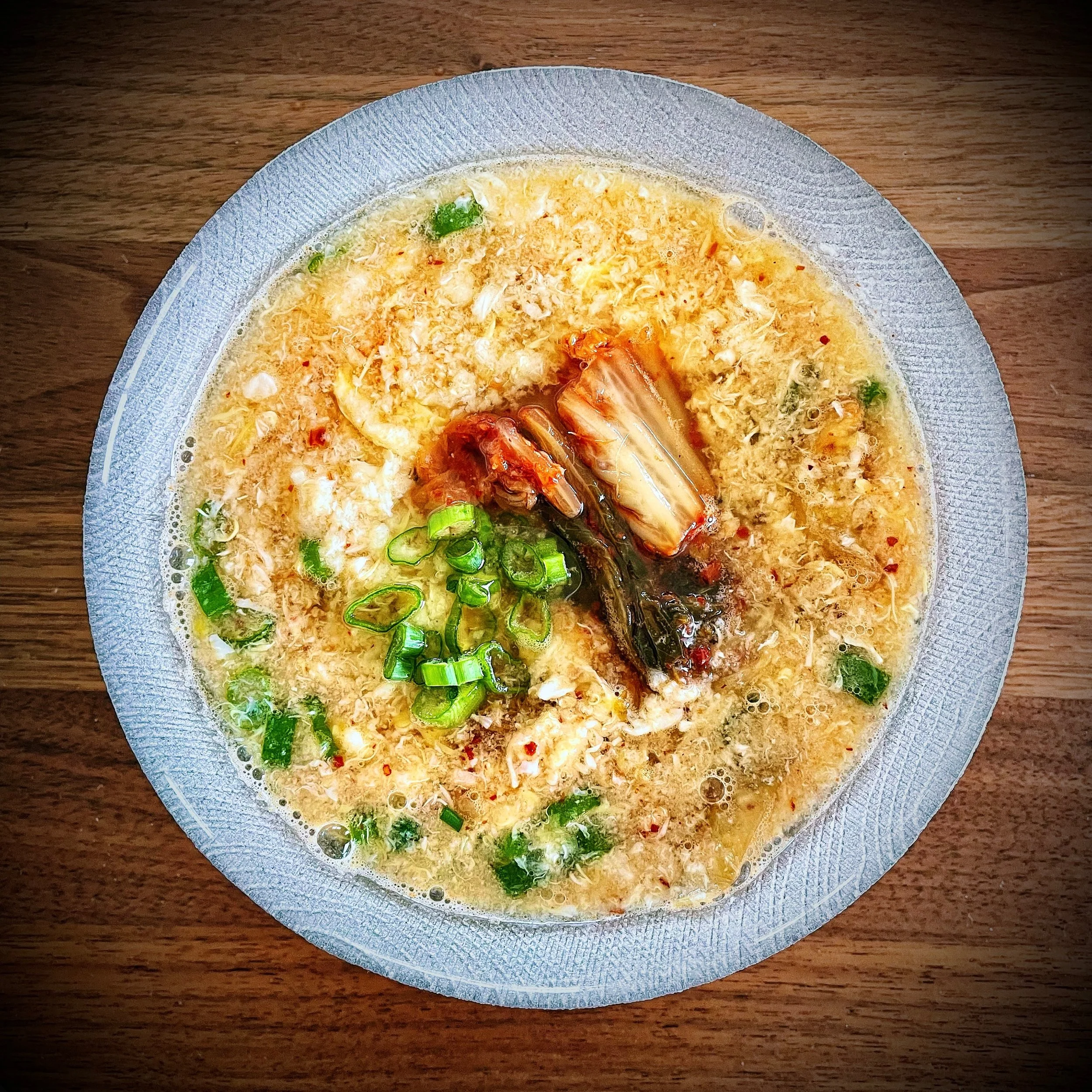 Kimchi Egg Drop Miso Soup