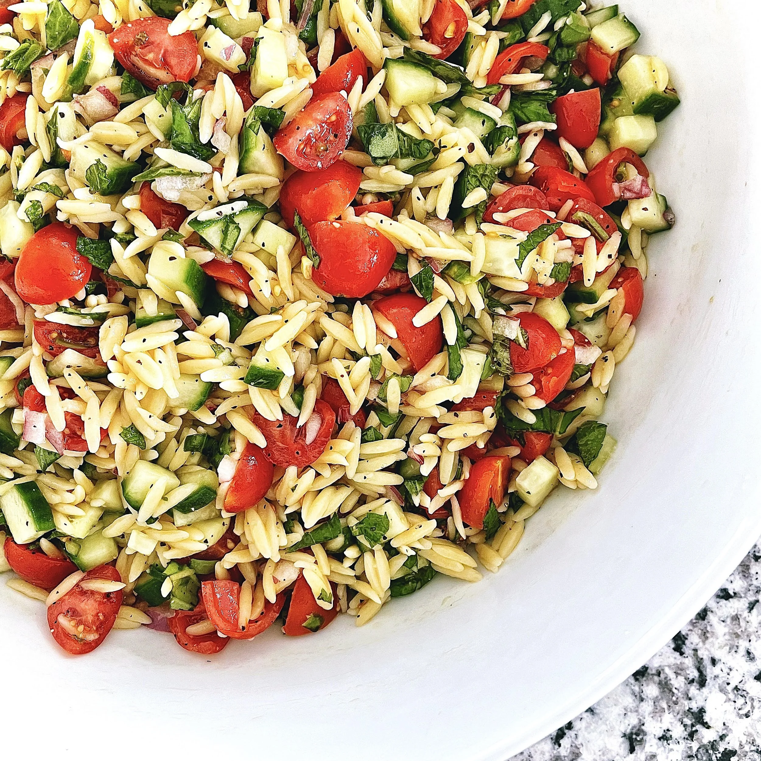 Orzo Cucumber Tomato Salad