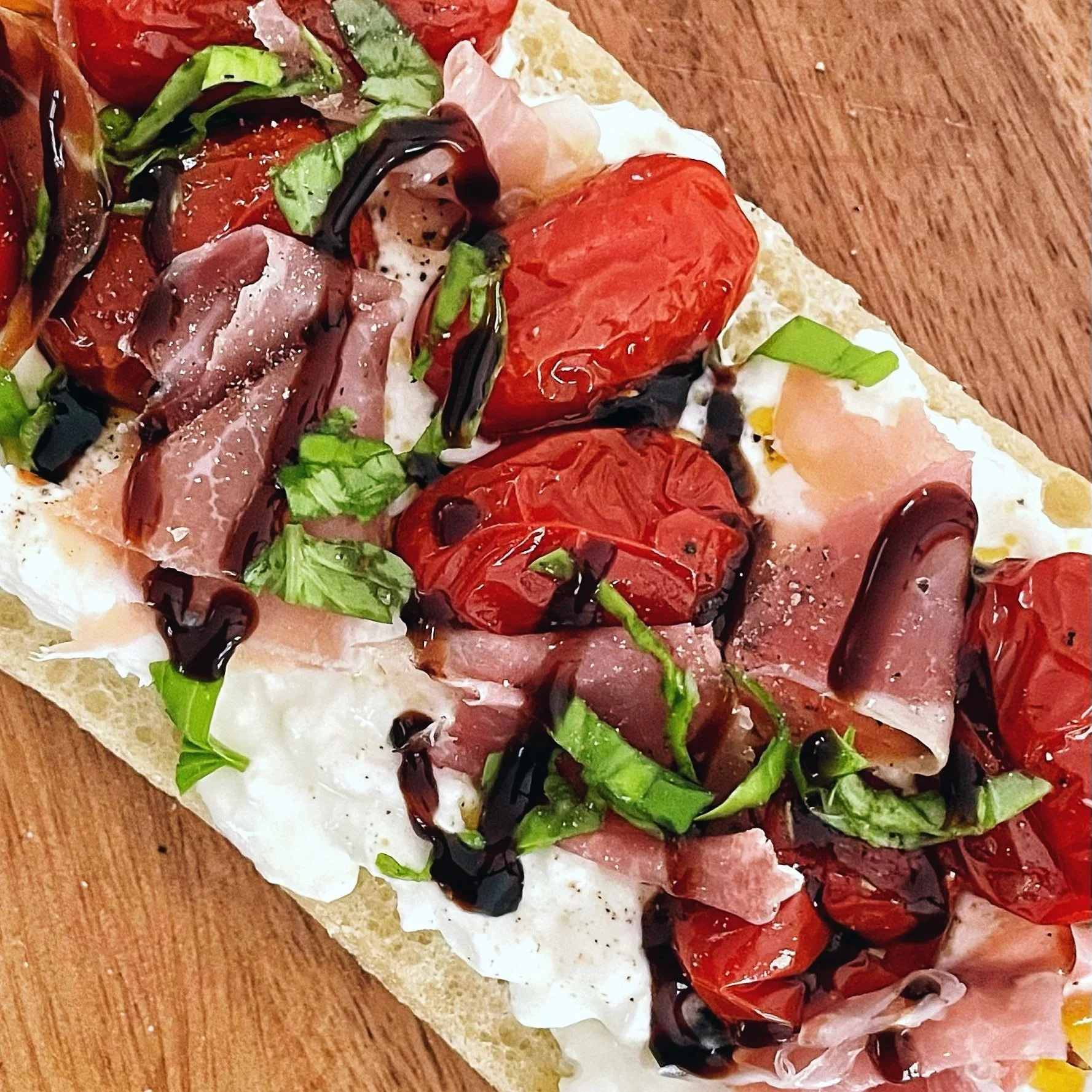 Garlic Tomato Confit and Burrata Toast