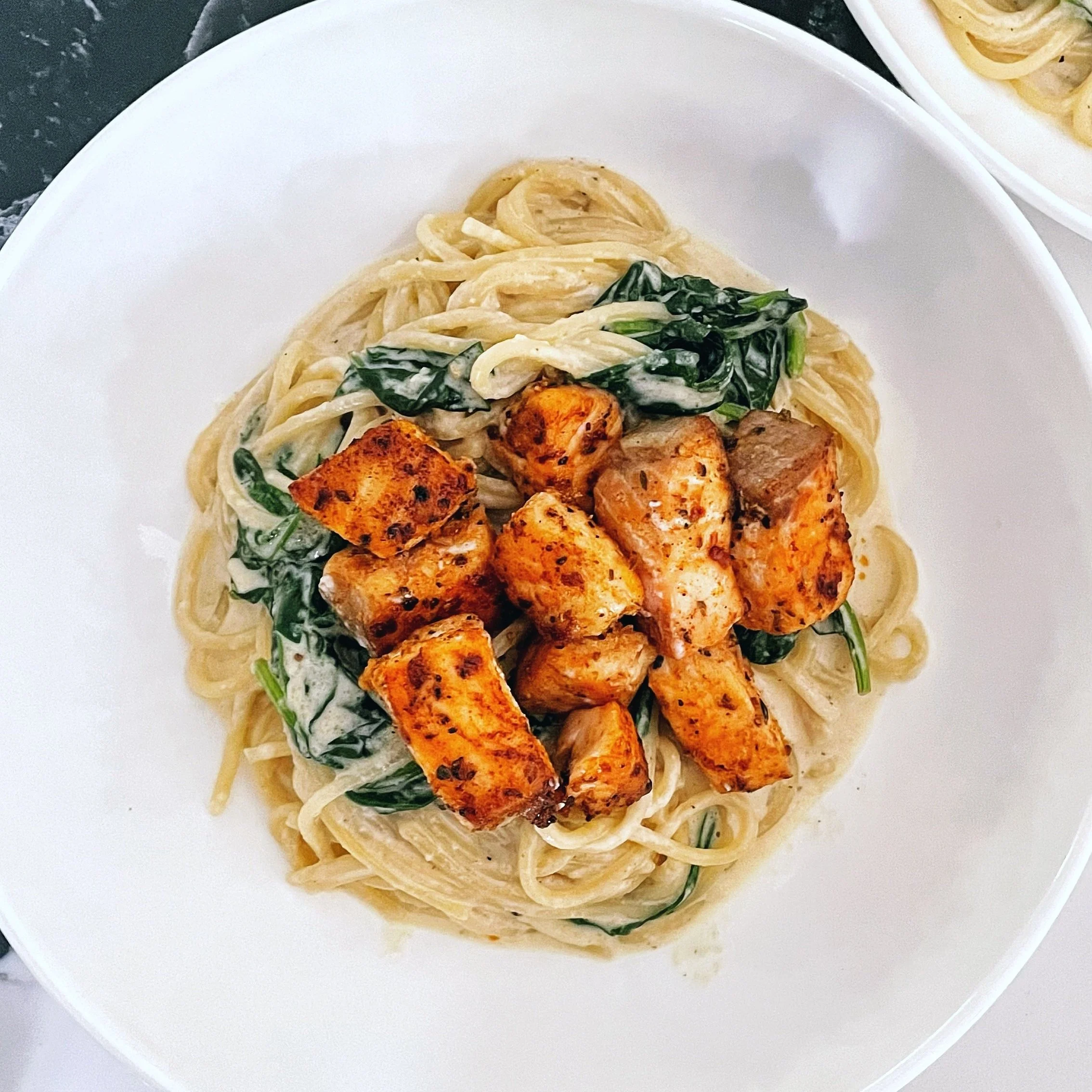 Cajun Salmon Lemon Alfredo Pasta