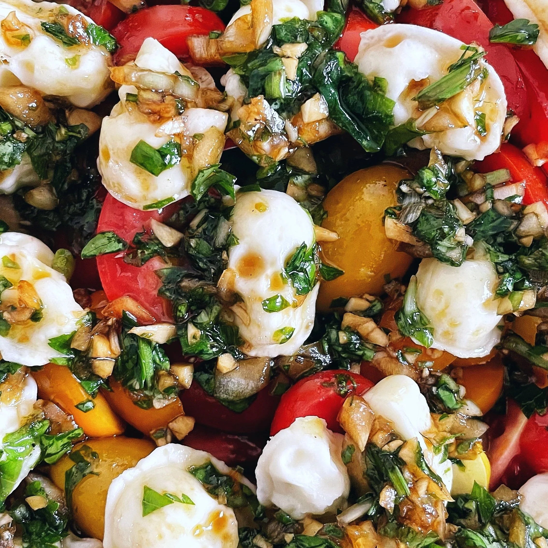 Spooky Marinated Tomato and Mozzarella Salad
