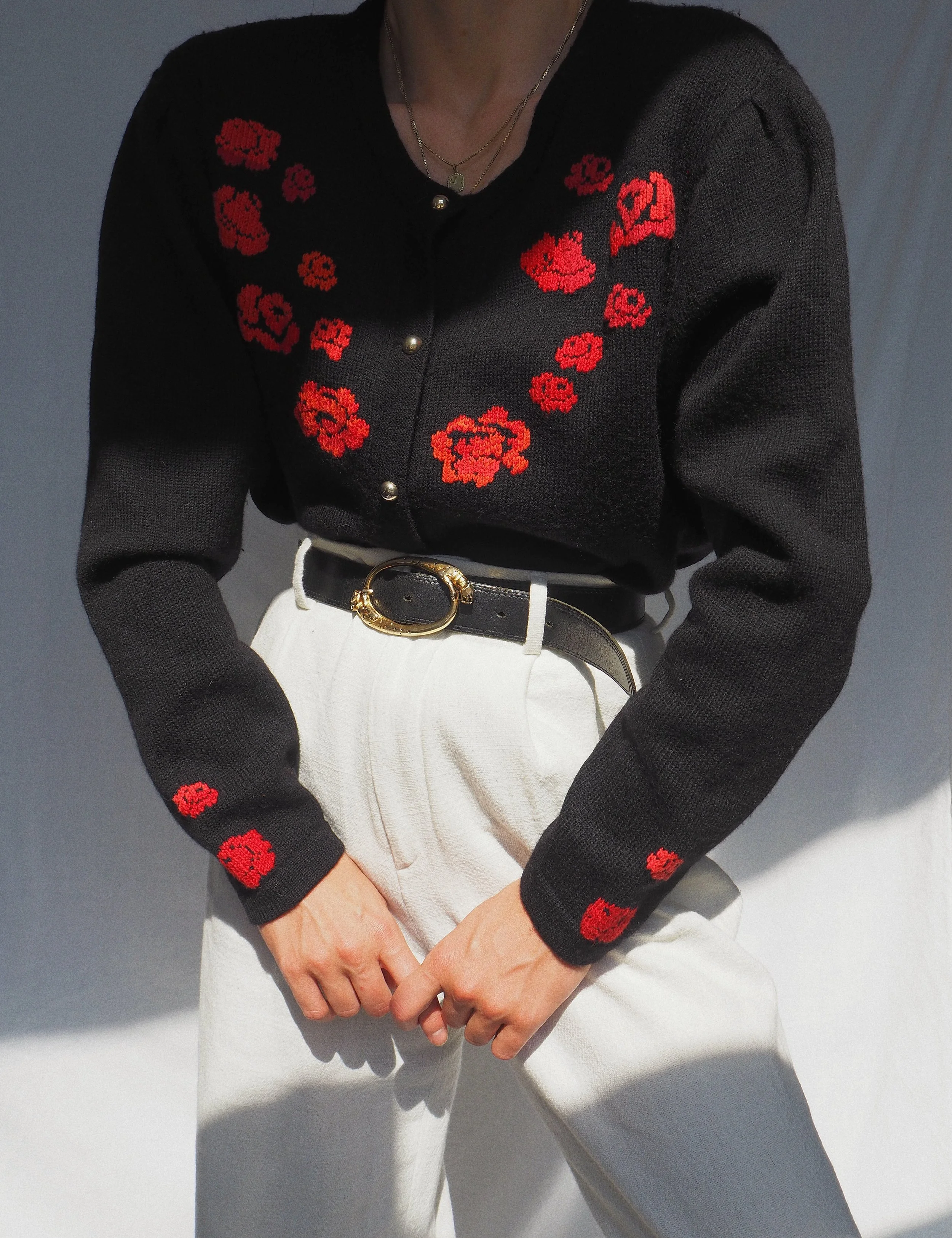 Vintage Rose Cardigan Black 
