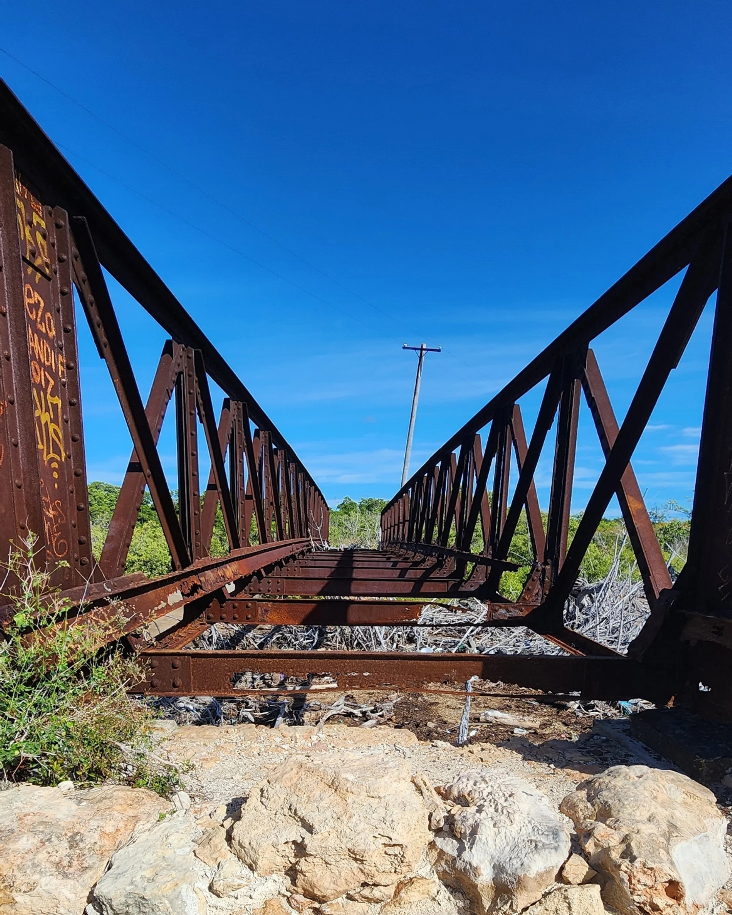Old bridge on a hiking trail