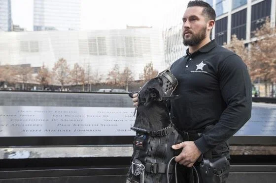 Marshall Mirarchi and K9 Hurricane  visit the 911 Memorial in NYC