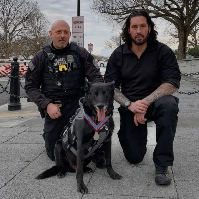 HBD to our friend Josh. Hurricane always loved visiting him at work anytime we headed back to the White House in retirement. 🇺🇸 This particular visit he had to show off his new 🏅 😎