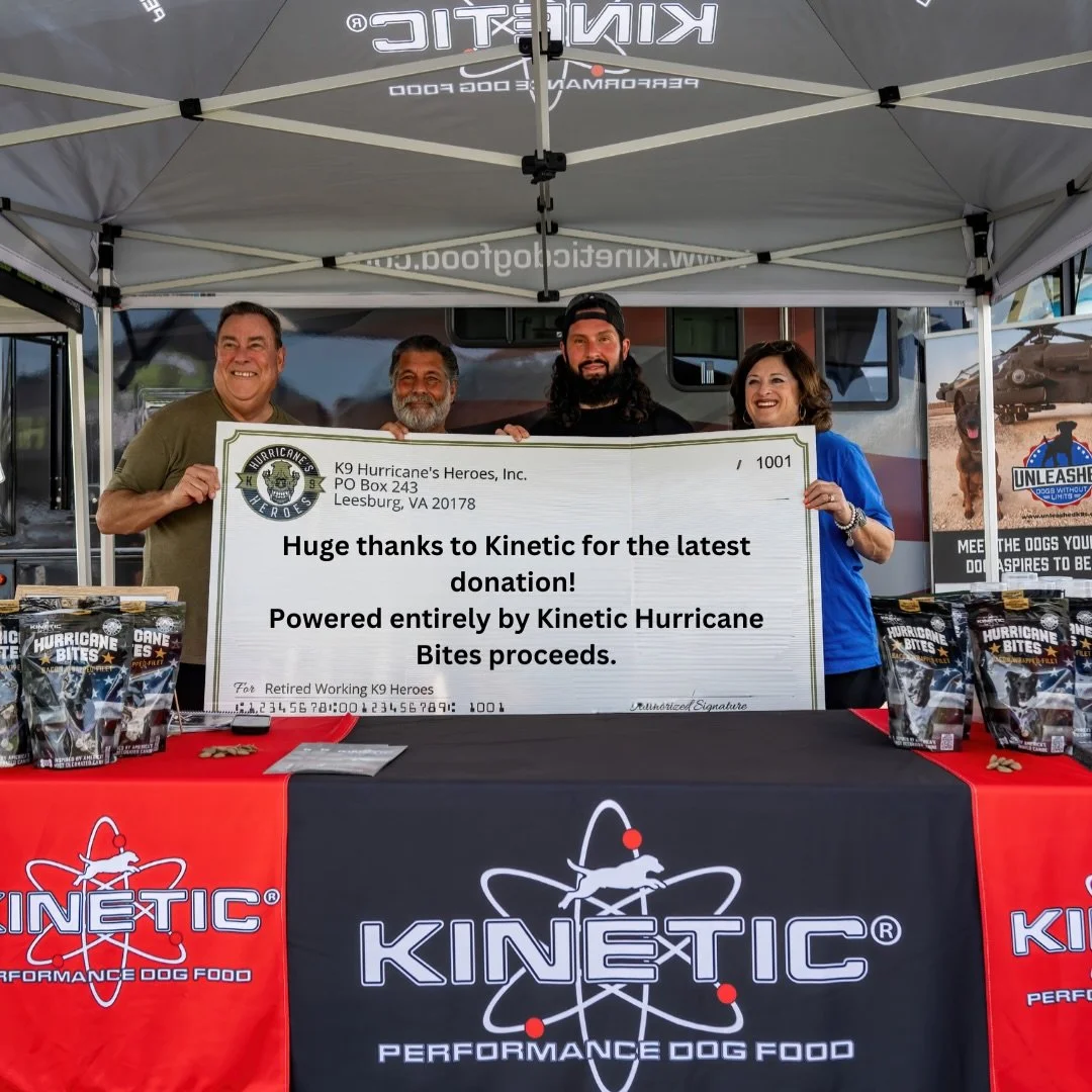 Big thank you to our amazing community! 🐾 We just received our quarterly donation from @kineticdogfood 

This is all thanks to everyone who bought Hurricane Bites. Your support directly helps us make a difference.

Kinetic donates 100% of Hurricane 
