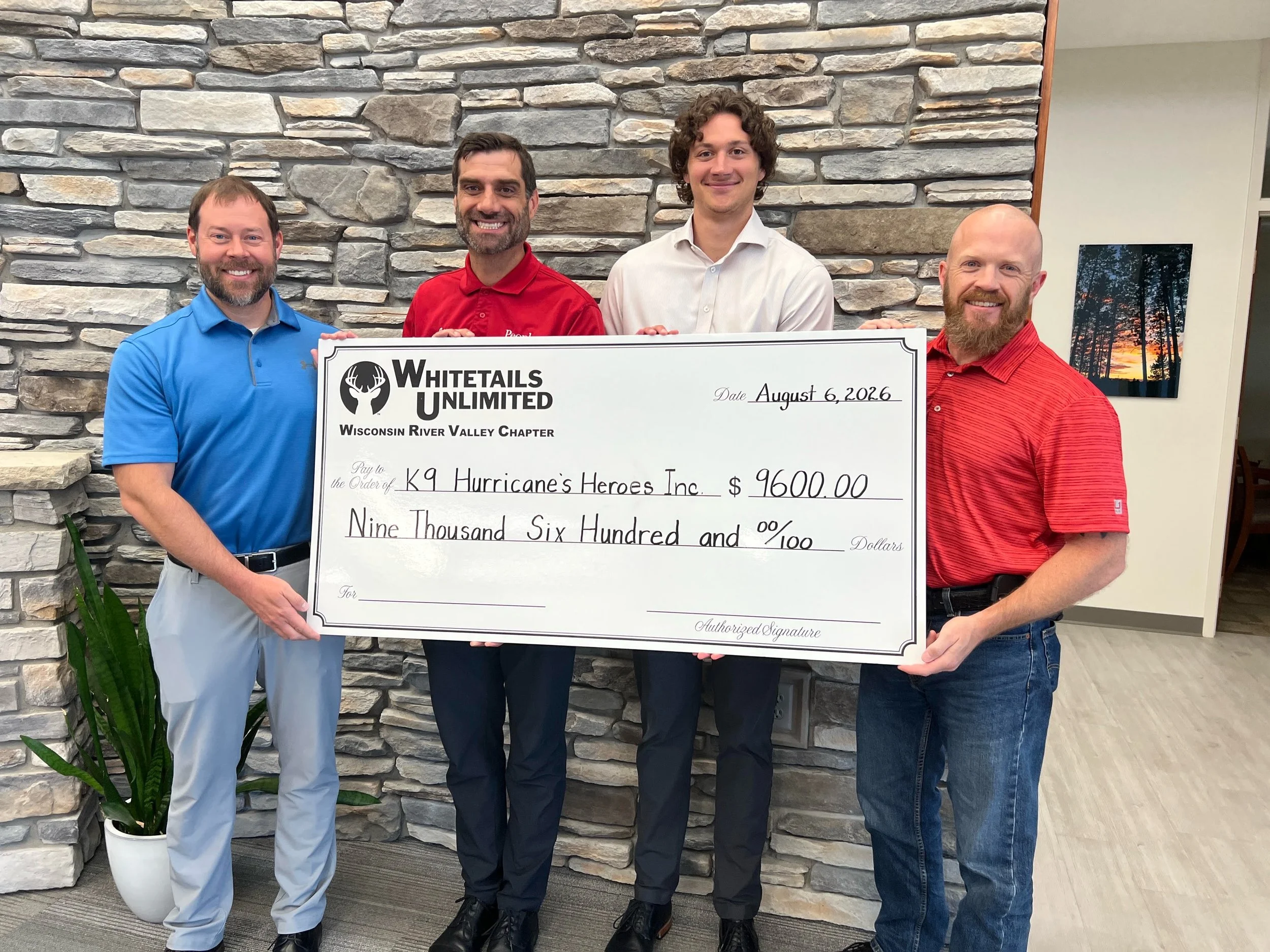 We are extremely grateful for Whitetails Unlimited Wisconsin River Valley Chapter and their recent donation of $9,600 to Hurricane&rsquo;s Heroes!

Whitetails Unlimited&nbsp;is a national nonprofit organization dedicated to raising funds for the dire