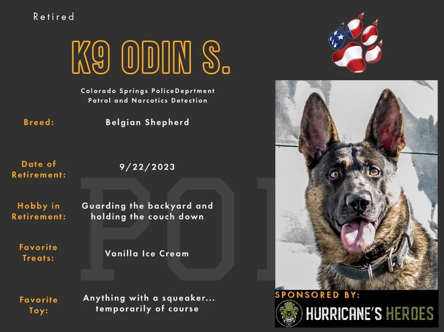 📣Meet K9 Odin📣

K9 Odin is retired Colorado Springs PD and one of our newest sponsored pups as of 2.27.26! 

Because of your donations, Odin&rsquo;s medical bills are now fully covered in retirement through the @pawsofhonor Veterinary Care Program.