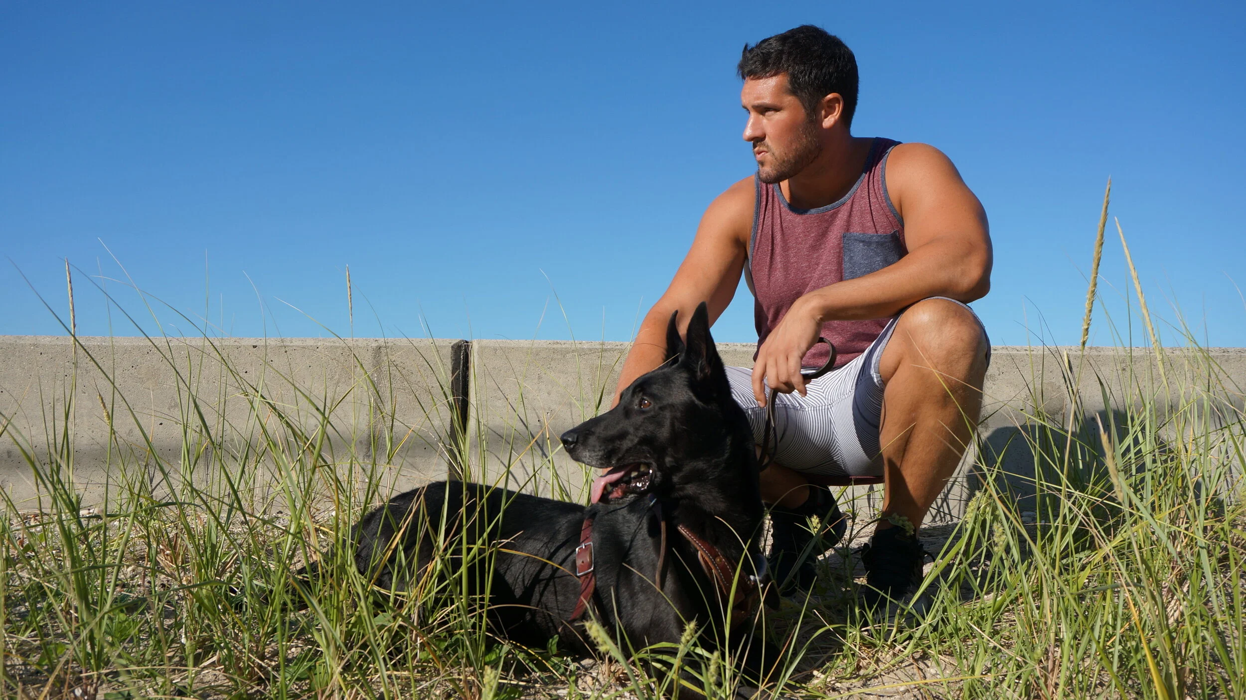 M.Mirarchi and K9 Hurricane at the Jersey Shore