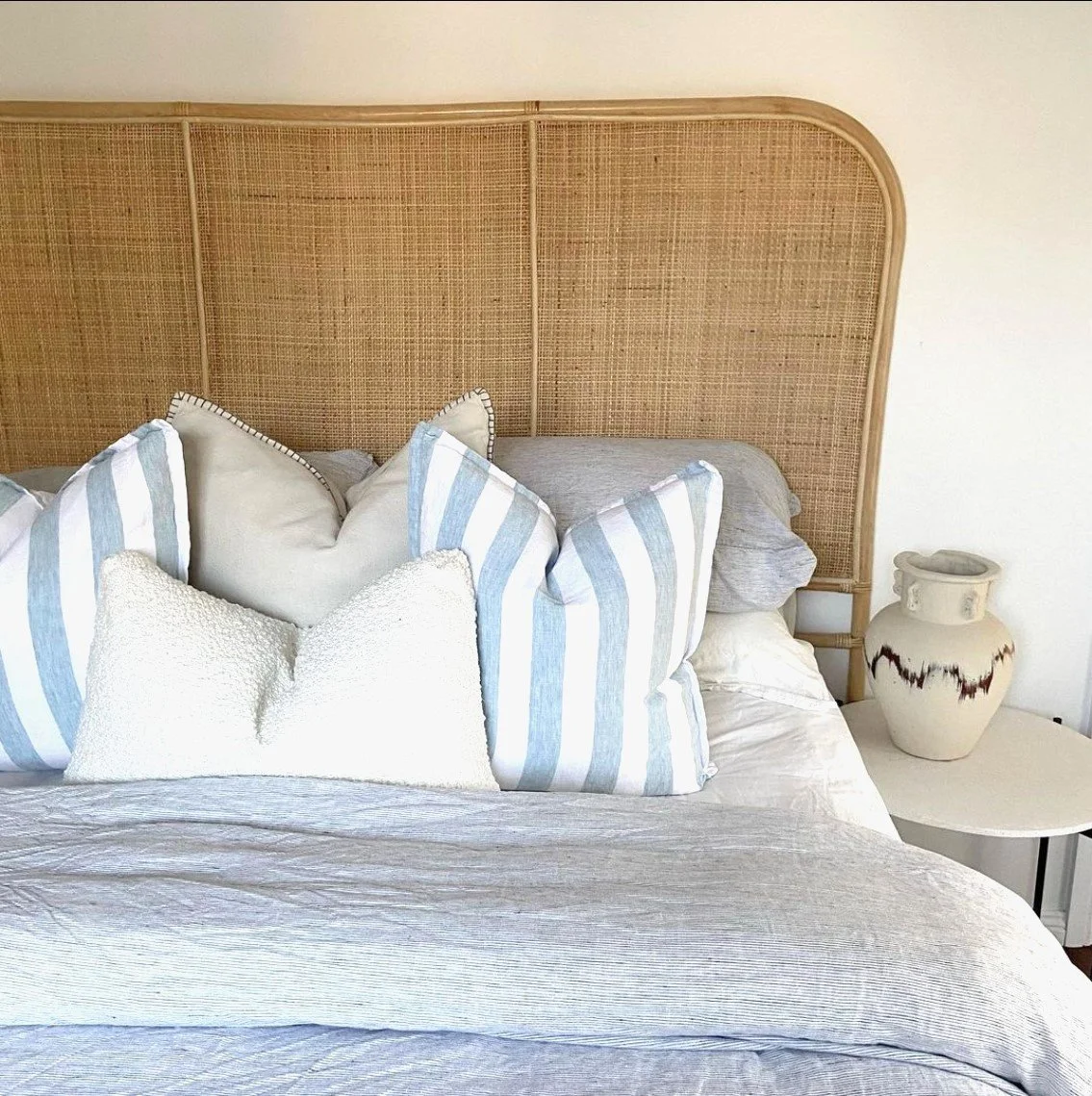 Manhattan Rattan Bedhead Queen Design Natural or Walnut — Home Bazar