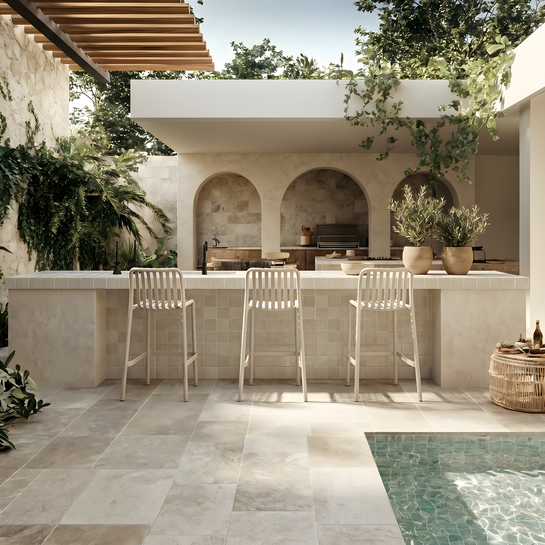 Beige Palmas Bar Stool