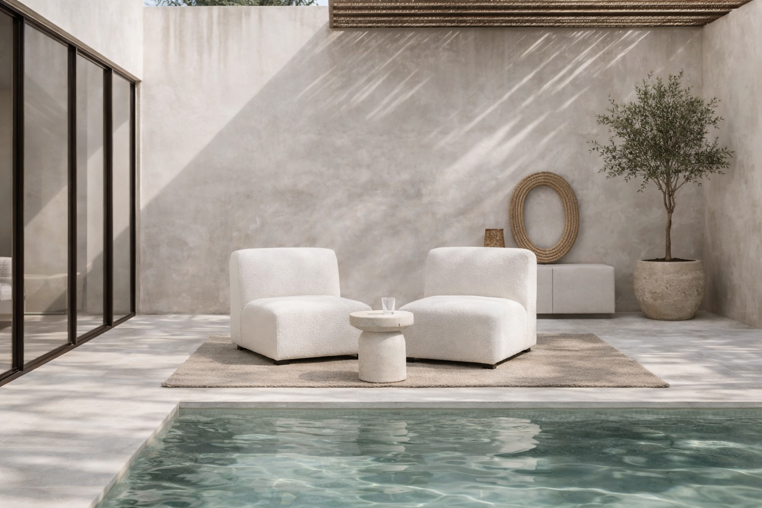 Barcelona Lounge Chair Ivory Boucle