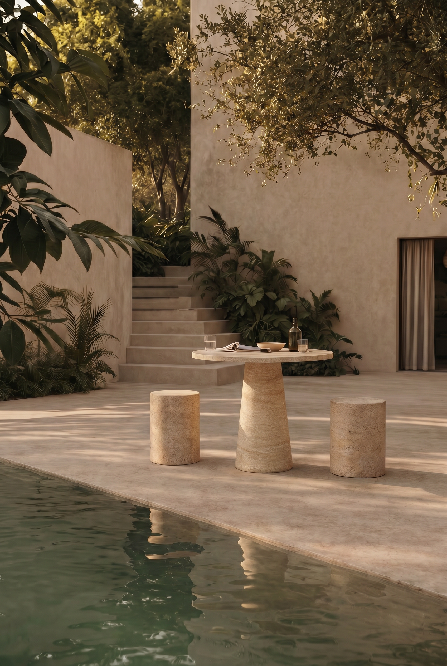 Marzamemi Travertine Bistro Table