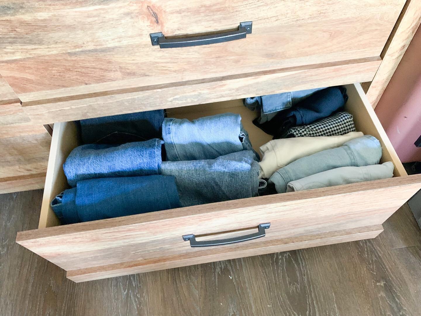 Swipe right - Oh my - you can see all of the jeans and shorts. Vertical file folding is always a game changer for drawers.