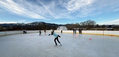 Community members testing out the ice rink. IRCC expects to open the rink to the public next winter