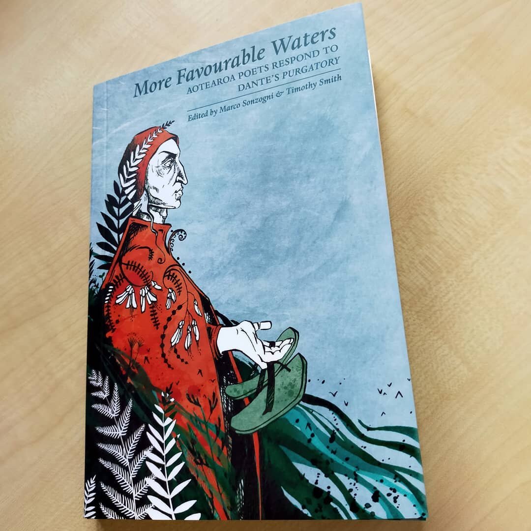 More Favourable Waters is a rich anthology of 33 contemporary Aotearoa poets responding to different sections of Dante's Purgatory! I had the thrill of being asked to join the gang too! 

A little treat at the back of the book is a barcode that will 