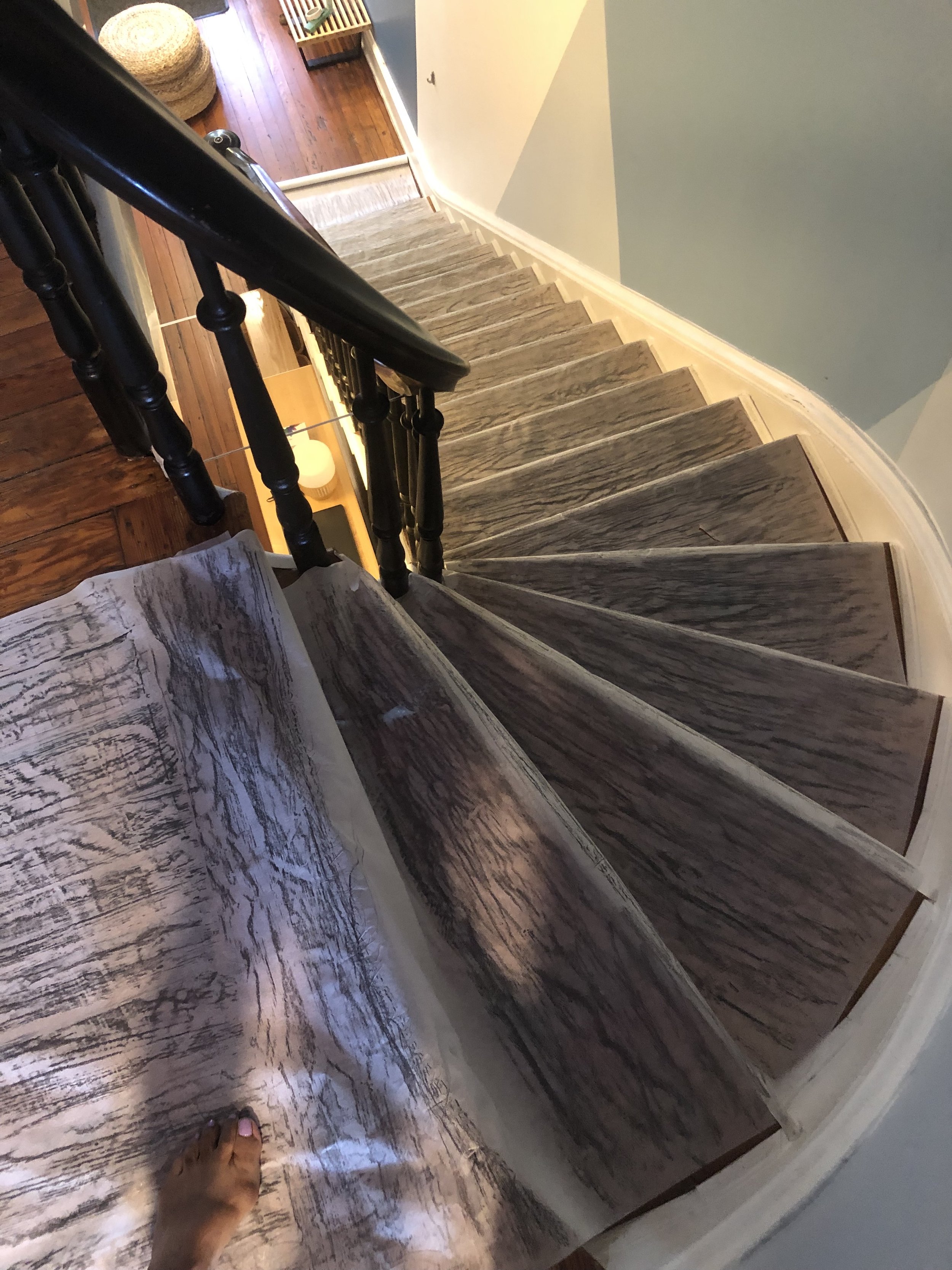 View from the top of the row house’s original staircase