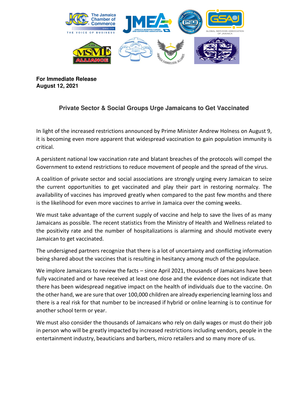 PRIVATE SECTOR AND SOCIAL GROUPS URGE JAMAICANS TO GET VACCINATED.png