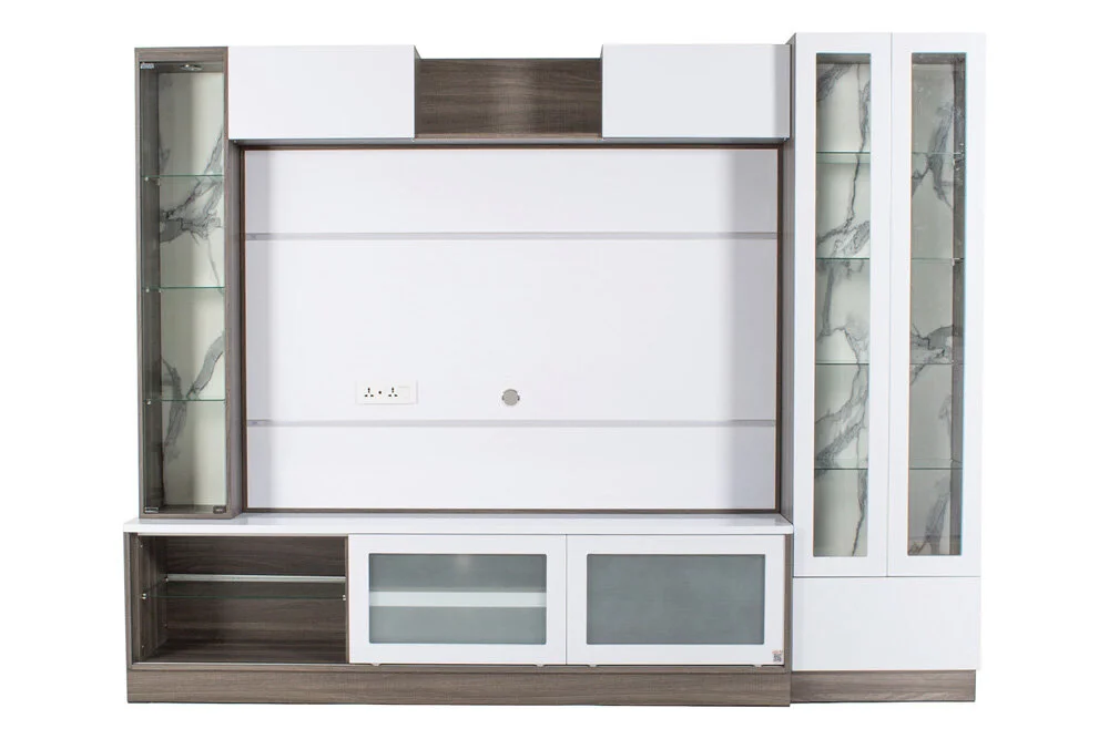 Tv Feature Wall Cabinet With Led Glass Display Cabinets Fullhouse