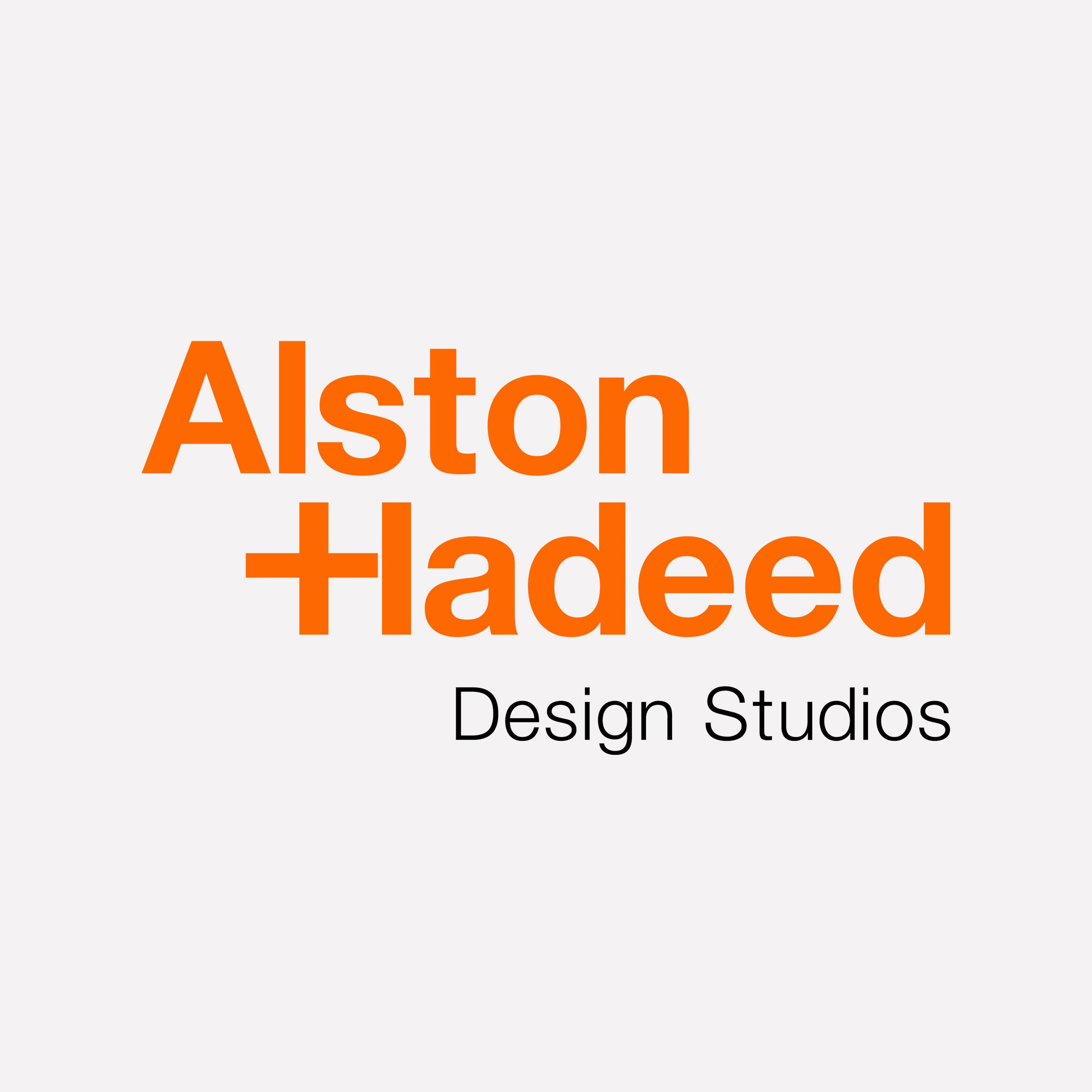 ALSTON + HADEED ARCHITECTS Modern and unfussy logo design and identity guidelines for a new architect’s practice. A key part of the logo is the incorporation of a plus sign (+) in the H of Hadeed. This is a joining device. It links the partner’s n