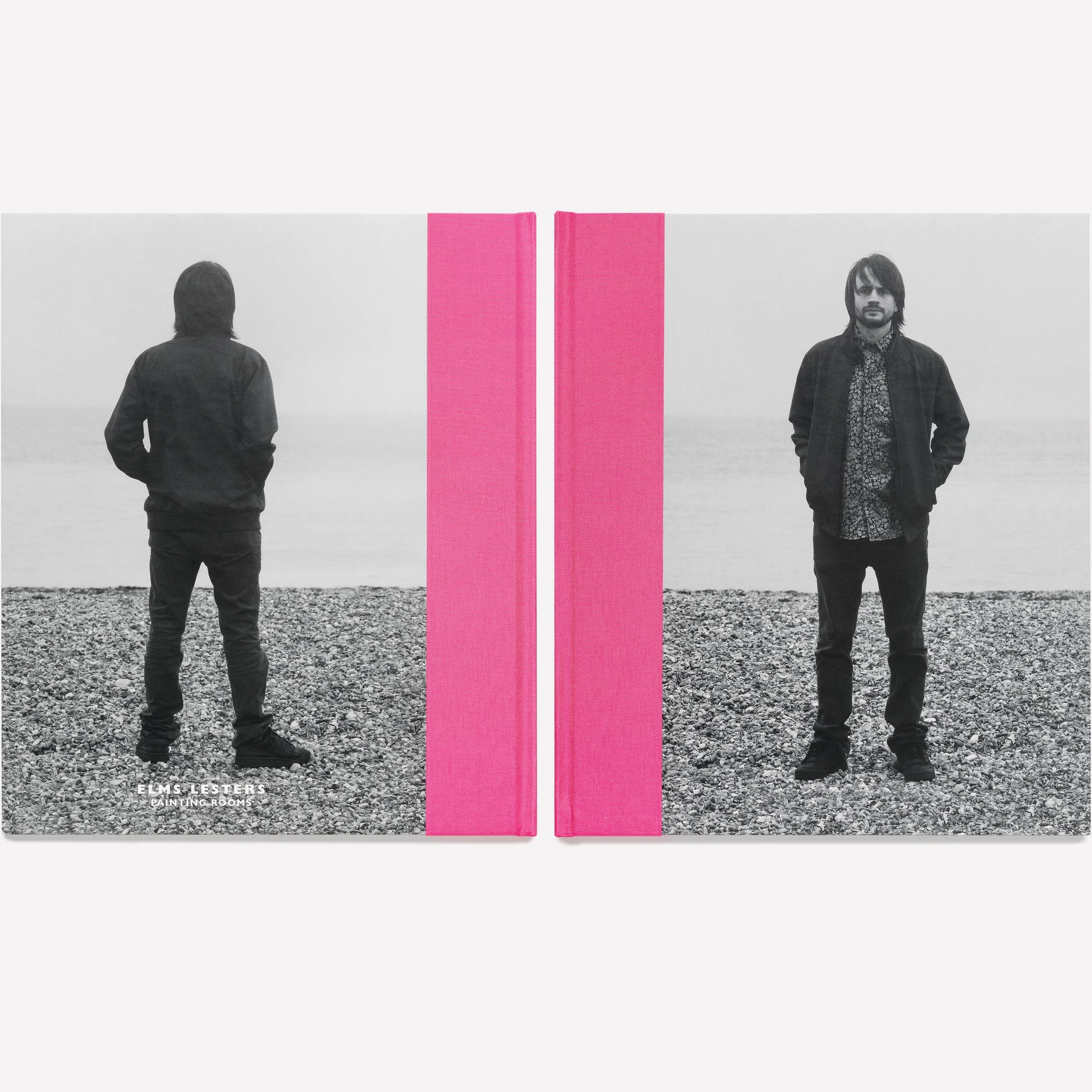  DIMENSIONAL PAINTINGS ADAM NEATE  Flush bound with portraits of Adam Neate on the front and back cover. The binding reveals the raw edge of the card cover and has a matt white foil blocked cerise spine.  26 images of the artworks and 18 photographs 