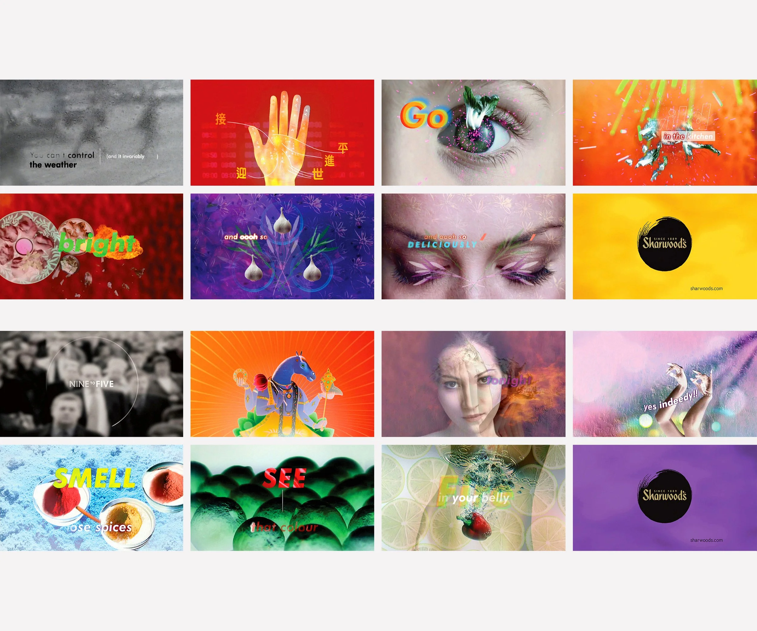  SHARWOODS CHINA AND INDIA  Design and direction of two 30 second television advertising commercials.  Each film’s images and colours are inspired and derived from Indian and Chinese culture, then composited in a multilayered flow, with humorous voic