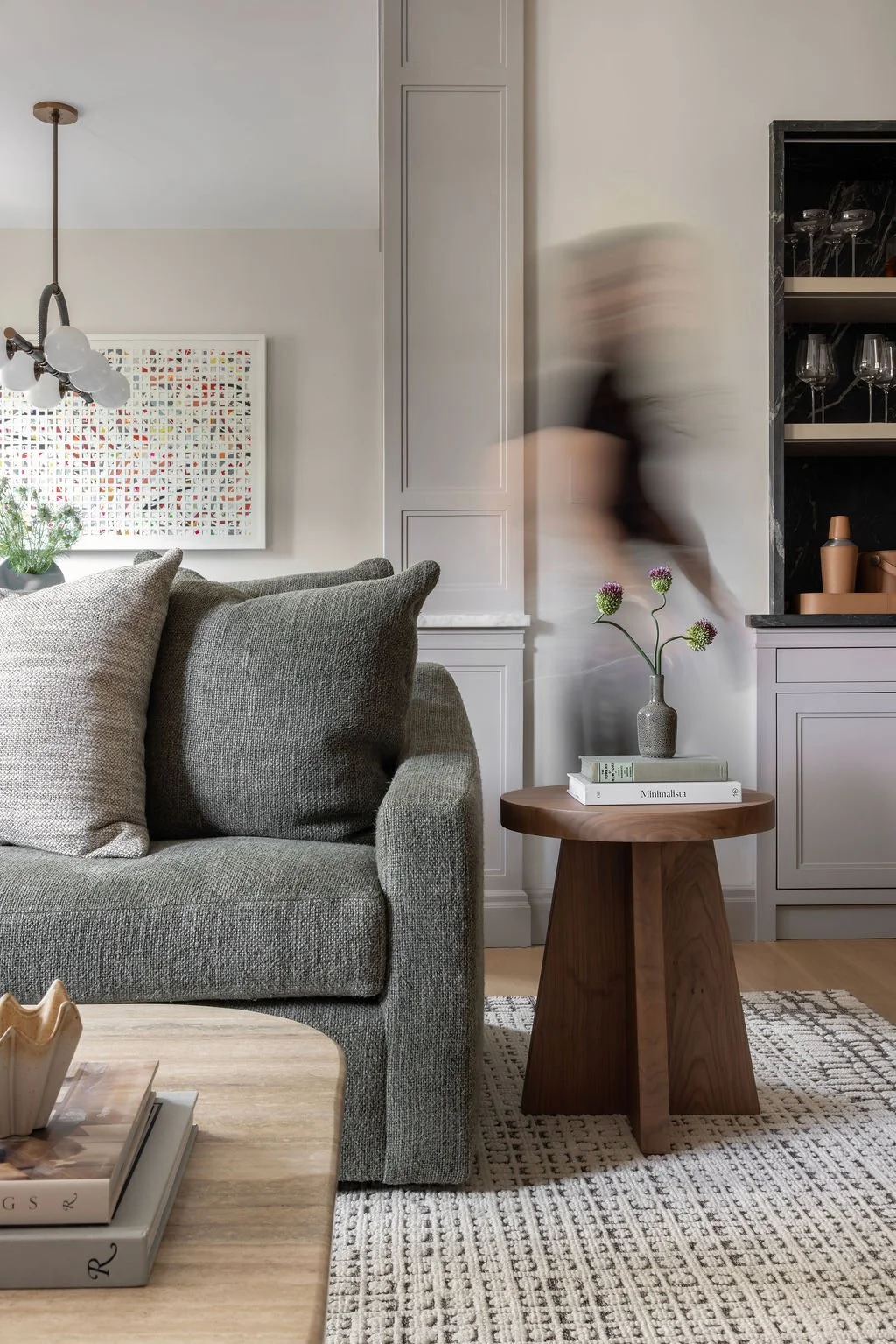 Living room sofa and side table