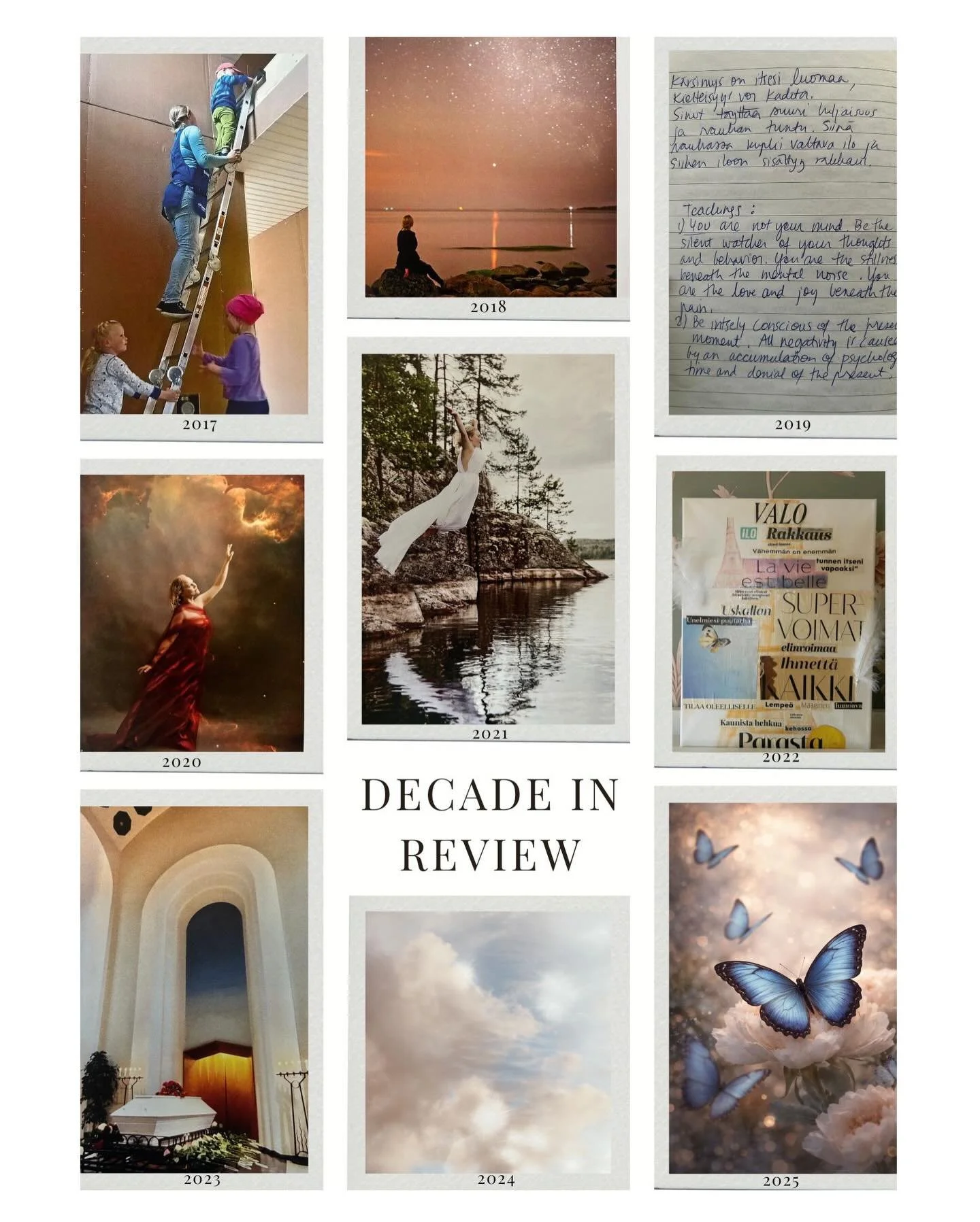 Antaisitko t&auml;n&auml; jouluna itsellesi hetken pys&auml;htymist&auml;, jotta voit n&auml;hd&auml; kuinka paljon olet oppinut 9 vuodessa?

Haluan jakaa t&auml;m&auml;n harjoituksen, joka on auttanut minua n&auml;kem&auml;&auml;n mit&auml; el&auml;