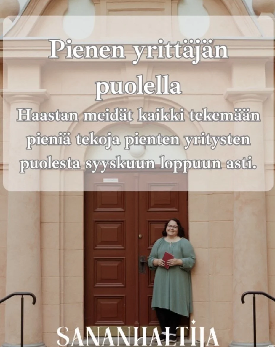 Mun piti osallistua #pienenyritt&auml;j&auml;npuolella haasteeseen jo pari viikkoa sitten, mutta on mennyt niin paljon fokusta oman kodin myyntiin, ett&auml; nyt vasta p&auml;&auml;sen alkuun, kun tarjous on hyv&auml;ksytty 🔥

Ihan paras idea nostaa